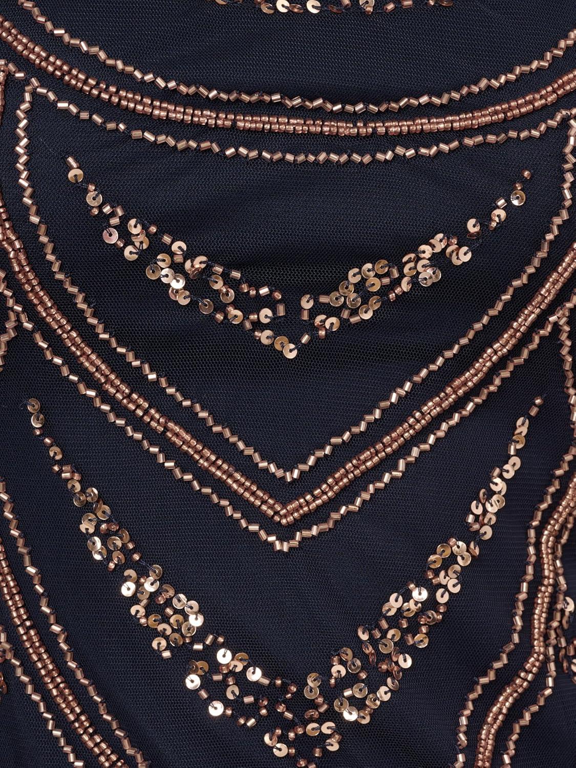 imageAdrianna Papell Womens Beaded Cocktail DressNavyRosegold