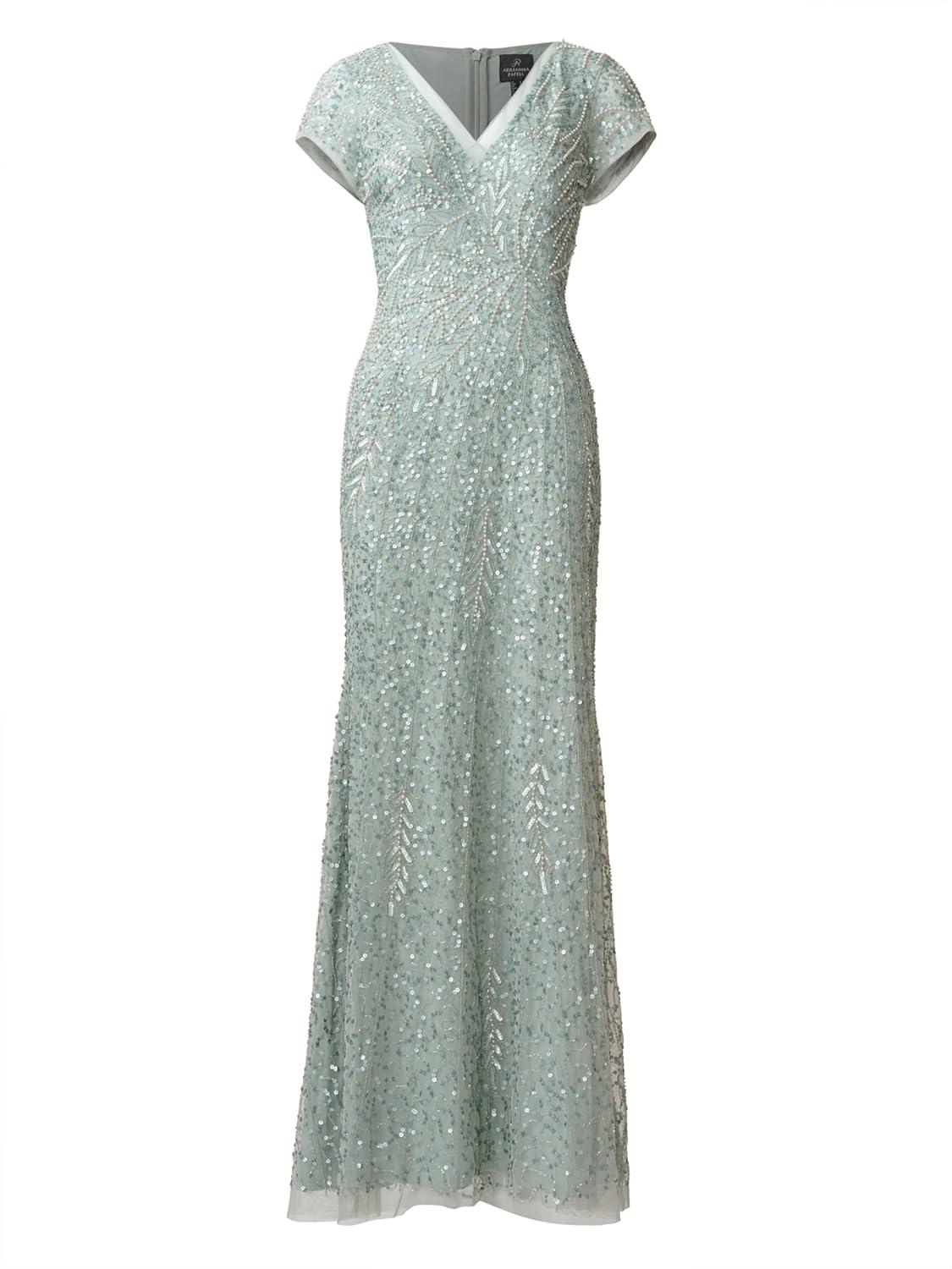 imageAdrianna Papell Womens Beaded Mermaid GownSpecial Occasion DressFrosted Sage