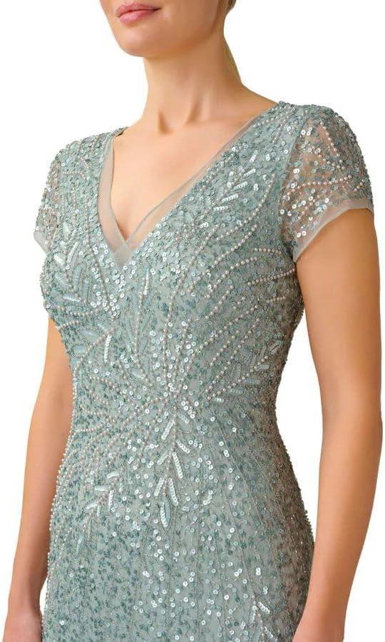 imageAdrianna Papell Womens Beaded Mermaid GownSpecial Occasion DressGrey