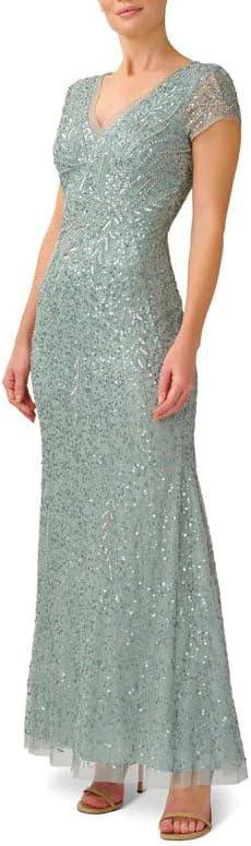 imageAdrianna Papell Womens Beaded Mermaid GownSpecial Occasion DressGrey