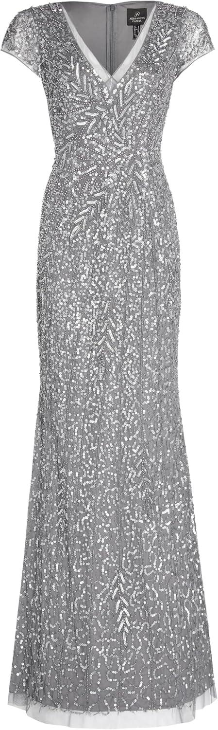 imageAdrianna Papell Womens Beaded Mermaid GownSpecial Occasion DressSterling