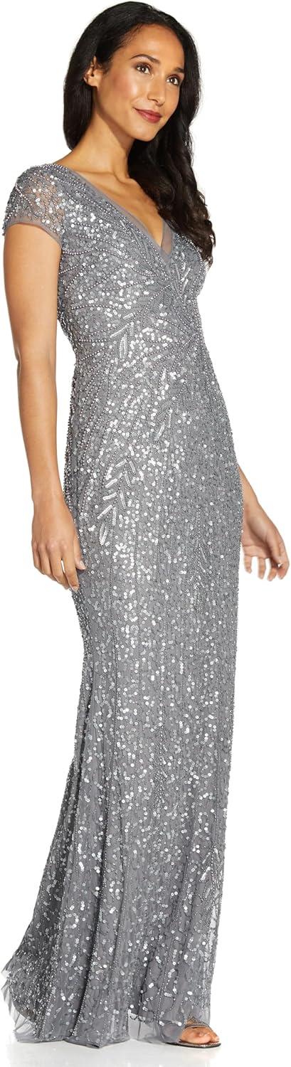 imageAdrianna Papell Womens Beaded Mermaid GownSpecial Occasion DressSterling