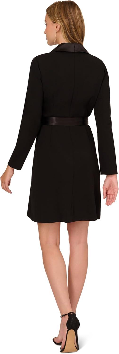 imageAdrianna Papell Womens Knit Crepe Tuxedo Aline DressBlack