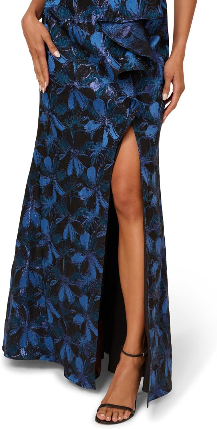 imageAdrianna Papell Womens Off Shoulder Jacquard GownBlue Multi