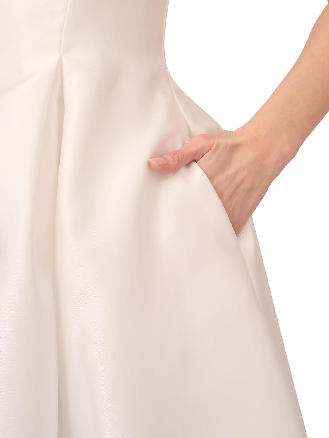 imageAdrianna Papell Womens Sleeveless Tea Length Dress Ivory 8