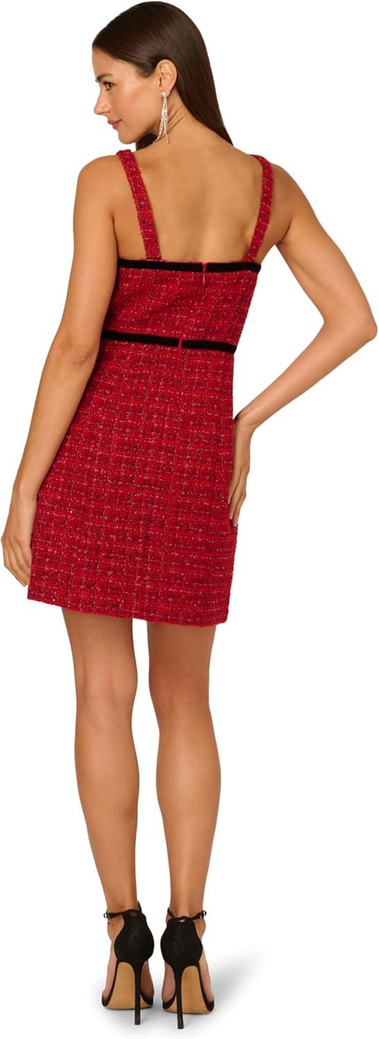 imageAdrianna Papell Womens Tweed Mini DressRedBlack