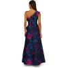Adrianna Papell One Shoulder Floral Jacquard A Line Gown