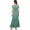 Adrianna Papell Women’s Bead Long Dress with Godets(Green Slate)