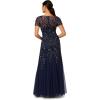 Adrianna Papell Women’s Bead Long Dress with Godets(Light Navy)
