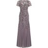 Adrianna Papell Women’s Bead Long Dress with Godets(Moonscape)