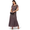 Adrianna Papell Women’s Bead Long Dress with Godets(Moonscape)
