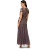 Adrianna Papell Women’s Bead Long Dress with Godets(Moonscape)