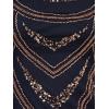 Adrianna Papell Womens Beaded Cocktail Dress(Navy/Rosegold)