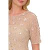 Adrianna Papell Womens Beaded Long 3D Floral Dress(Biscotti)