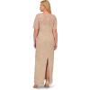 Adrianna Papell Womens Beaded Long 3D Floral Dress(Biscotti)