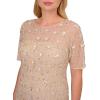 Adrianna Papell Womens Beaded Long 3D Floral Dress(Biscotti)