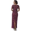 Adrianna Papell Womens Beaded Long 3D Floral Dress(Cassis)