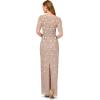 Adrianna Papell Womens Beaded Long 3D Floral Dress(Marble)