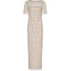 Adrianna Papell Womens Beaded Long 3D Floral Dress(Marble)