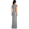 Adrianna Papell Womens Beaded Mermaid GownSpecial Occasion Dress(Sterling)