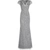 Adrianna Papell Womens Beaded Mermaid GownSpecial Occasion Dress(Sterling)