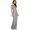 Adrianna Papell Womens Beaded Mermaid GownSpecial Occasion Dress(Sterling)
