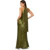 Adrianna Papell Women’s Foiled Woven Halter Gown(Dark Olive)
