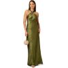 Adrianna Papell Women’s Foiled Woven Halter Gown(Dark Olive)