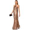 Adrianna Papell Women’s Foiled Woven Halter Gown(Mocha)