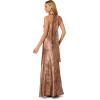 Adrianna Papell Women’s Foiled Woven Halter Gown(Mocha)