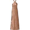 Adrianna Papell Women’s Foiled Woven Halter Gown(Mocha)