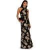 Adrianna Papell Women’s Halter Metallic Floral Gown(Black/Gold)