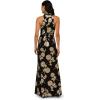 Adrianna Papell Women’s Halter Metallic Floral Gown(Black/Gold)