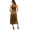 Adrianna Papell Womens Halter Pleated Metallic Dress(Gold)