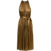 Adrianna Papell Womens Halter Pleated Metallic Dress(Gold)