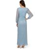 Adrianna Papell Womens Metallic Mesh Draped Gown(Belize Blue)