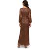 Adrianna Papell Womens Metallic Mesh Draped Gown(Copper)