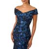 Adrianna Papell Women’s Off Shoulder Jacquard Gown(Blue Multi)