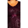 Adrianna Papell Women’s Plus Size Floor Length Beaded Cap Sleeve V-Neck Dress(Cassis)