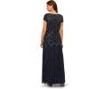 Adrianna Papell Women’s Short Sleeve Beaded Gown(Navy)