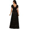 Adrianna Papell Women’s Soutache Floral Combo Gown(Black)
