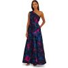 Adrianna Papell One Shoulder Floral Jacquard A Line Gown