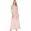 Adrianna Papell Women’s Bead Long Dress with Godets(Blush Pink)