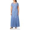 Adrianna Papell Women’s Bead Long Dress with Godets(French Blue)