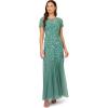 Adrianna Papell Women’s Bead Long Dress with Godets(Green Slate)