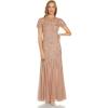 Adrianna Papell Women’s Bead Long Dress with Godets(Rose Gold)