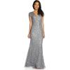 Adrianna Papell Womens Beaded Mermaid GownSpecial Occasion Dress(Sterling)
