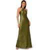 Adrianna Papell Women’s Foiled Woven Halter Gown(Dark Olive)