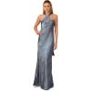 Adrianna Papell Women’s Foiled Woven Halter Gown(French Blue)