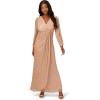 Adrianna Papell Womens Metallic Mesh Draped Gown(Light Gold)